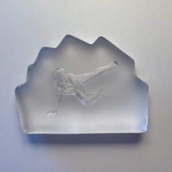 Vintage Etched Glass Paperweight with Gymnast - Picture 3 of 4